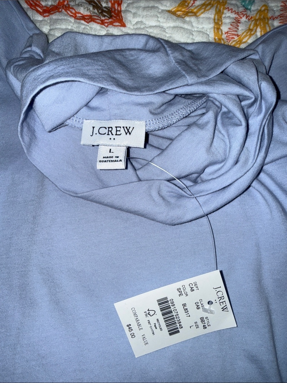 J. Crew women's size large lavender lilac solid turtleneck new with tags